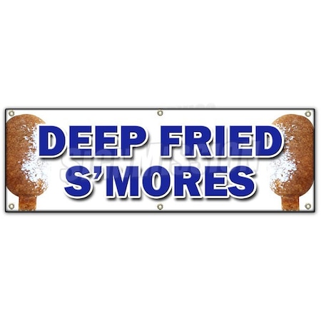 Signmission DEEP FRIED SMORES BANNER SIGN fresh made on a stick sweet snack candy B-72 Deep Fried Smores